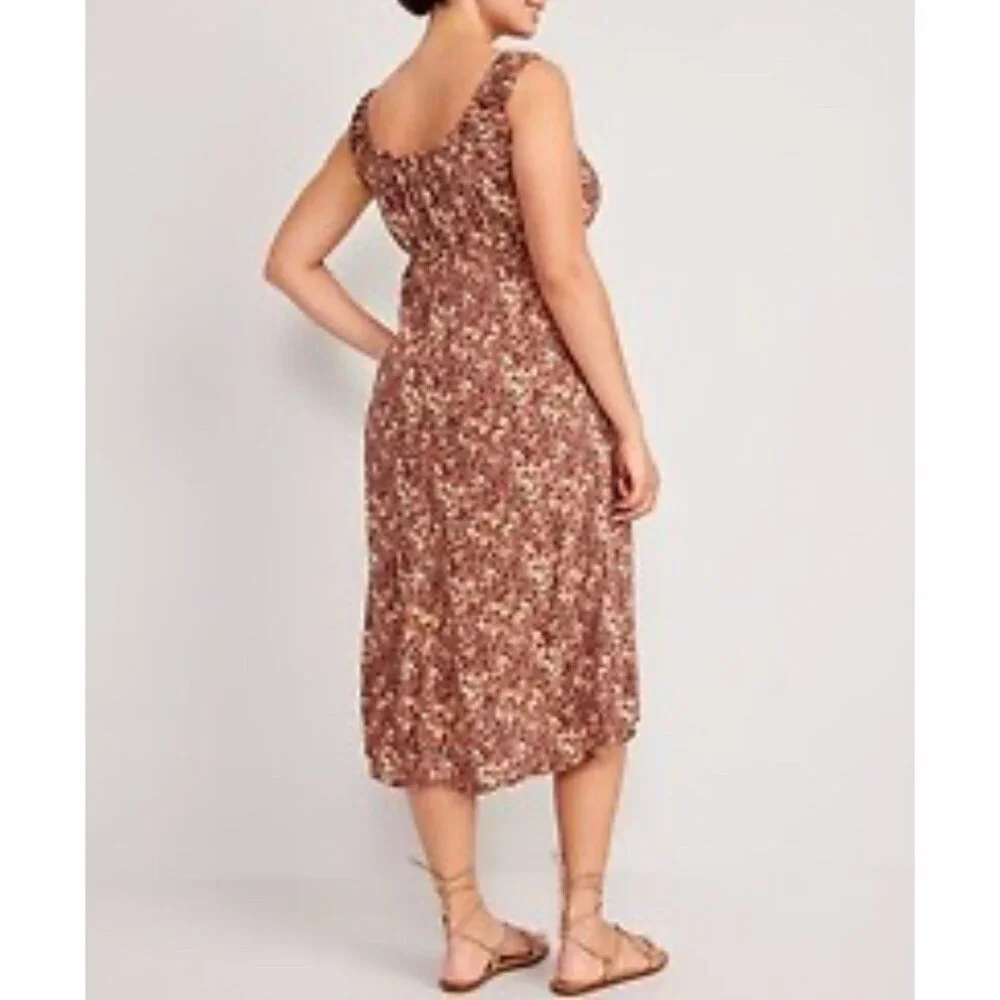 Old Navy Waist-Defined Floral Midi Dress‎ XXL Peasant Cottage Babydoll Milkmaid